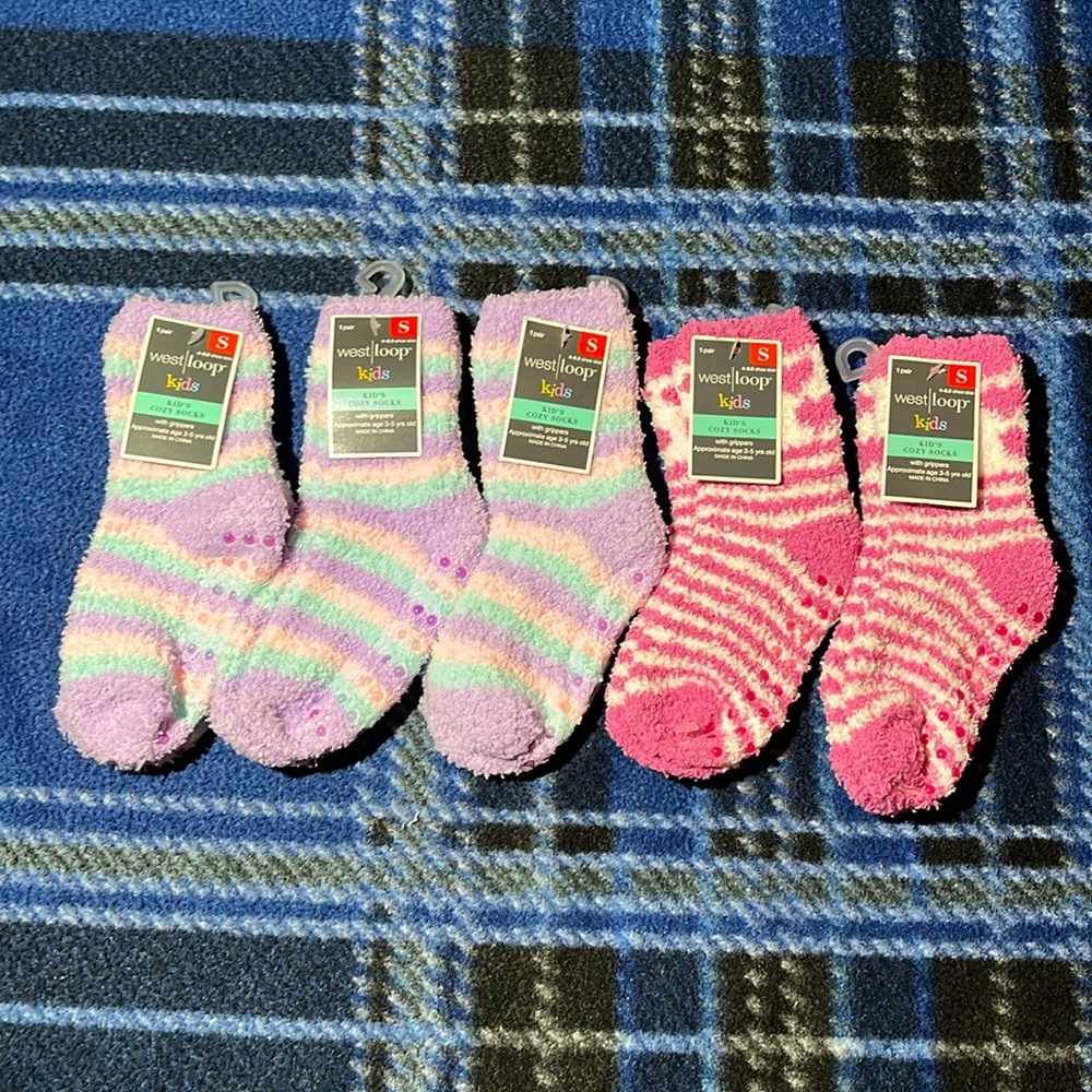5-Pair NWT West Loop Kids Cozy Socks - Sizes 4-8.5